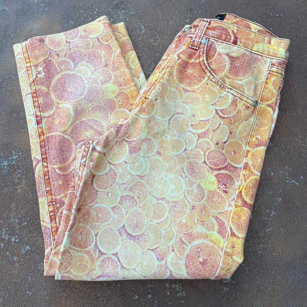 Roberto Cavalli "oranges" 1997 runway print capri pants